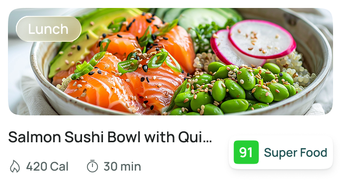 Salmon Sushi Bowl with Quinoa & Herbed Yogurt Sauce